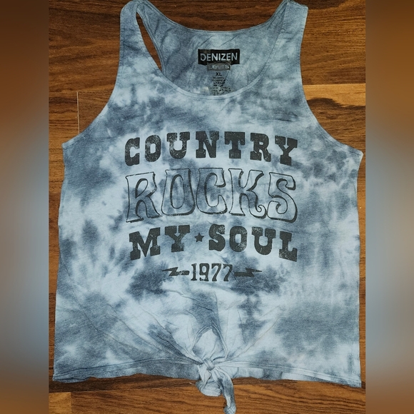 Denizen from Levi's Tops - Juniors Sz XL Denizen Levi's Blue Tie Dye Graphic Tank Top, Very Gently Worn